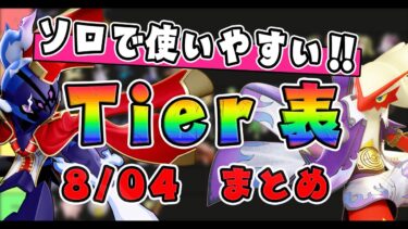 【ポケユナtier表】【Tier表】練習ポケモン探している人必見‼ 現環境使いやすさTier表【ポケモンユナイト】